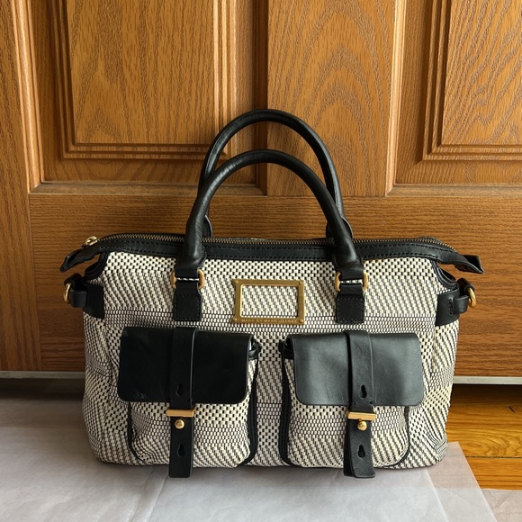MARC by Marc Jacobs Werdie Weavy White and Black Satchel Bag